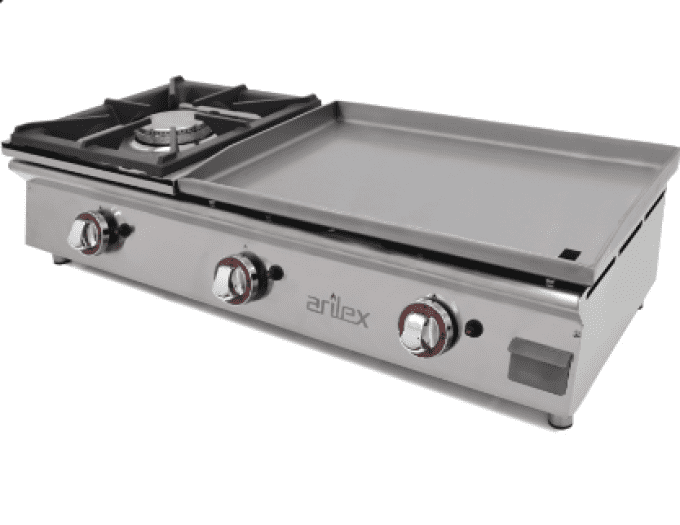 Plancha gaz 60cm chromé+poêle 6KW ARILEX 100PGCFN