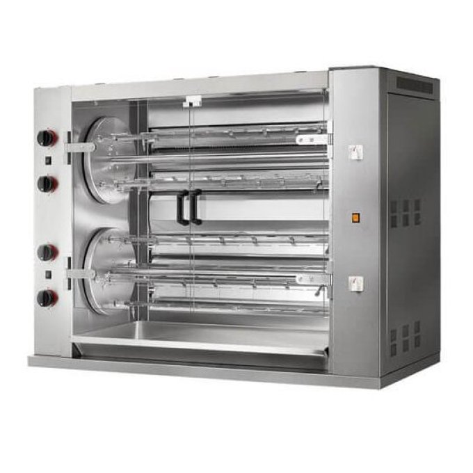 Rôtissoire gaz Multirotatif 2 plateaux 8 broches /48 poulets- MCM 8MR 