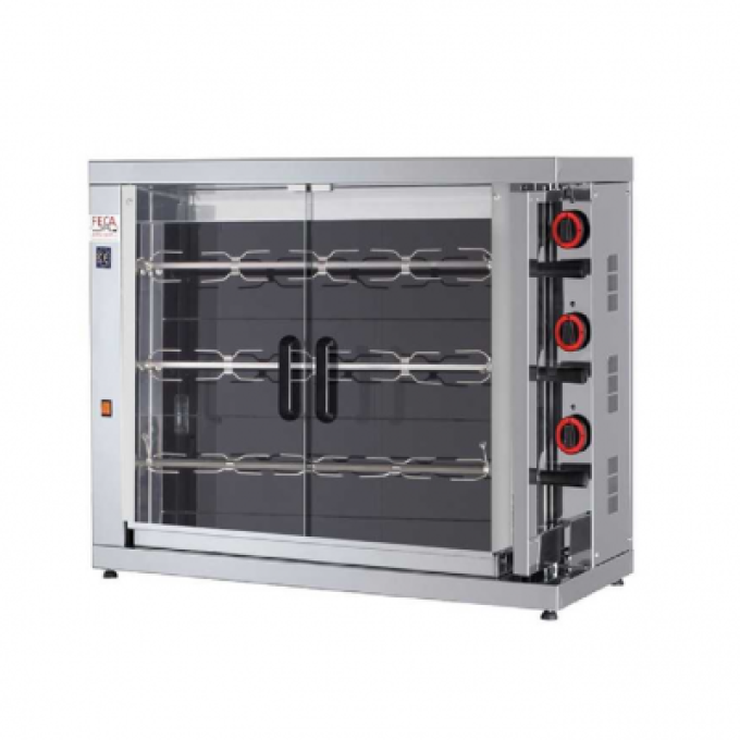 Rôtissoire vitrocéramique, 3 broches, 15 à 18 poulets - FECA 315-EKO-V 