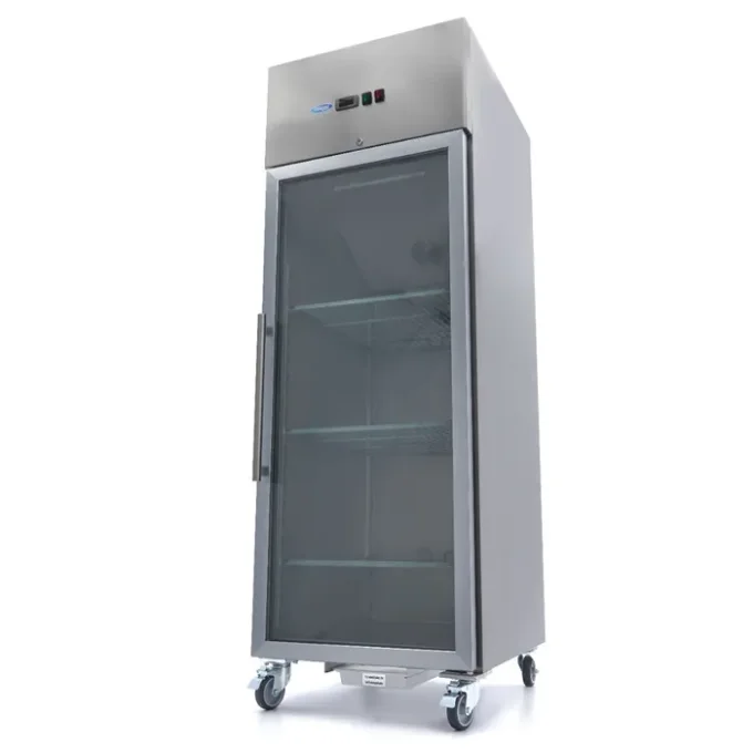 Congélateur - 700 L - 3 étagères réglables (2/1 GN) - acier inoxydable - porte en verre MAXIMA