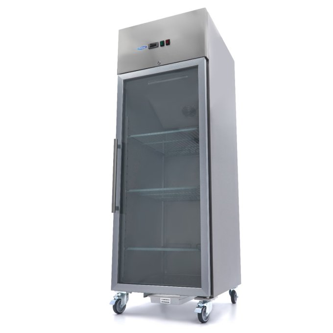 Congélateur, 600 L, 3 étagères (2/1 GN), inox porte en verre, Maxima 09400006