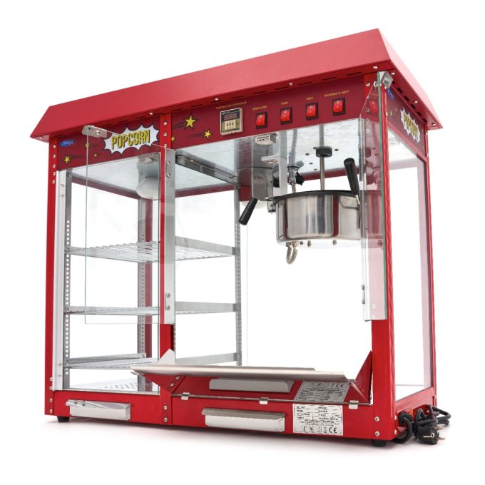 Machine à pop-corn 150gr avec vitrine chauffante Maxima 09506006