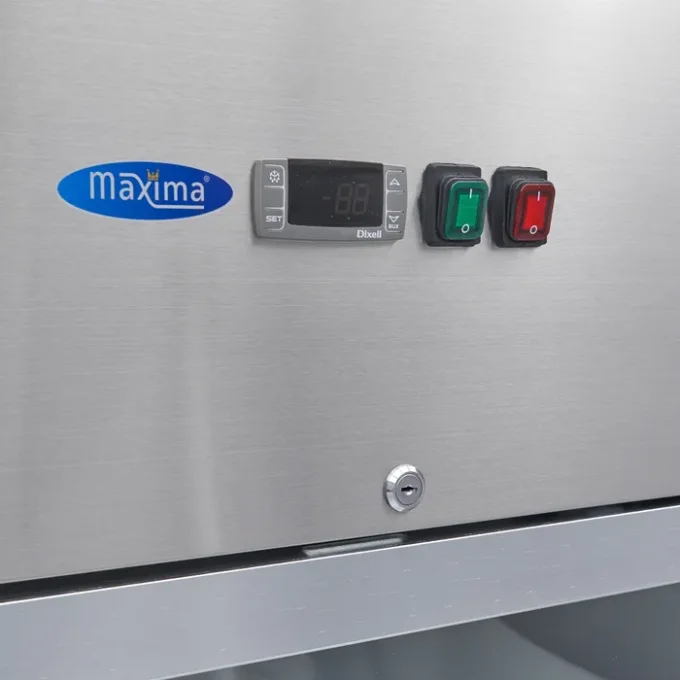 Congélateur - 700 L - 3 étagères réglables (2/1 GN) - acier inoxydable - porte en verre MAXIMA