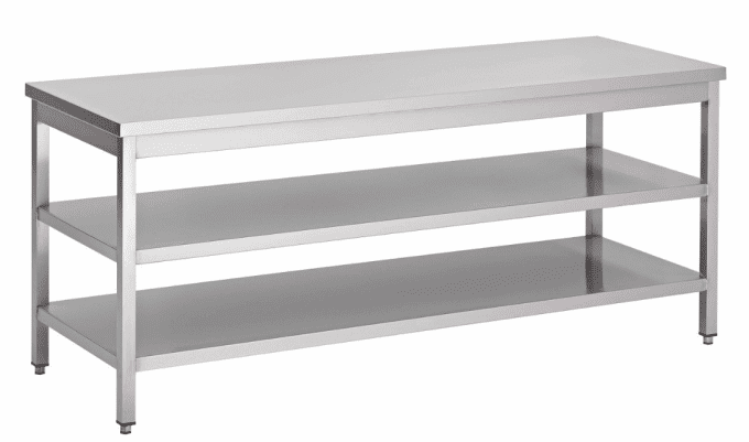 Table centrale 2 sous tablettes inox AISI 430 FABRINOX