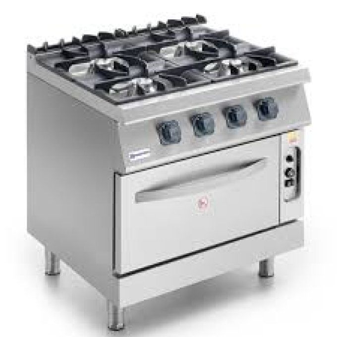 Cuisinière à gaz sur four gaz statique GN 2/1, 4 feux VIRTUS MS78CFG
