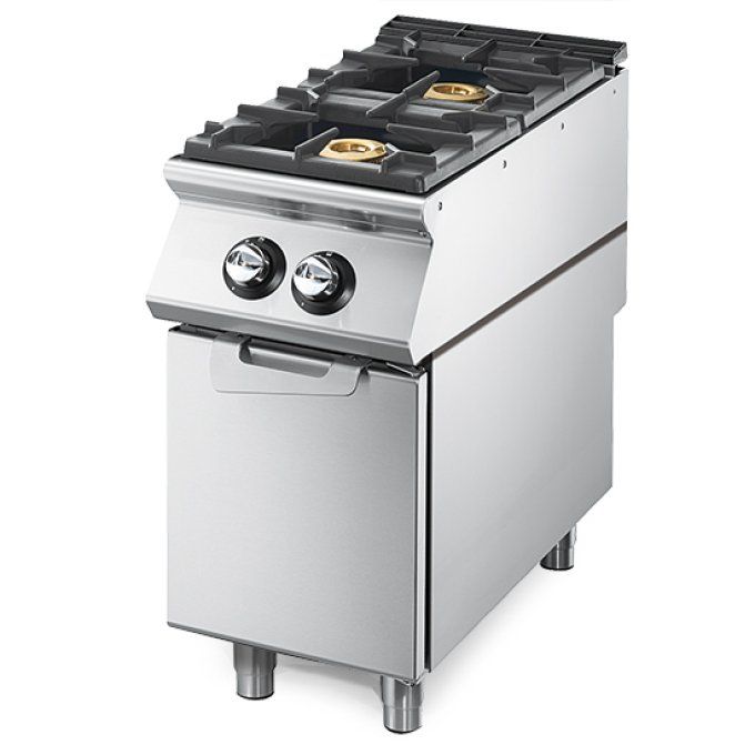 Cuisinière à gaz à 2 brûleurs sur soubassement avec portes, plateau de travail  VIRTUS VS9040PCGSP