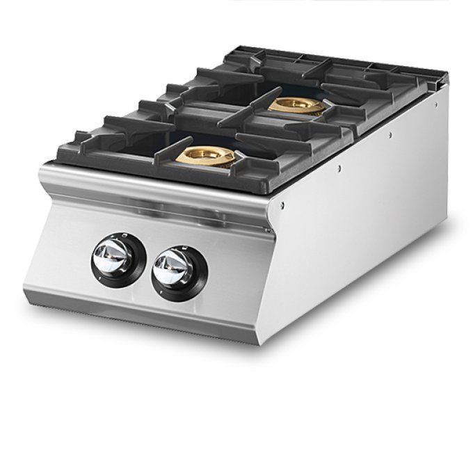 Cuisinière à gaz à 2 brûleurs, plateau de travail emboutie VIRTUS VS9040PCGST