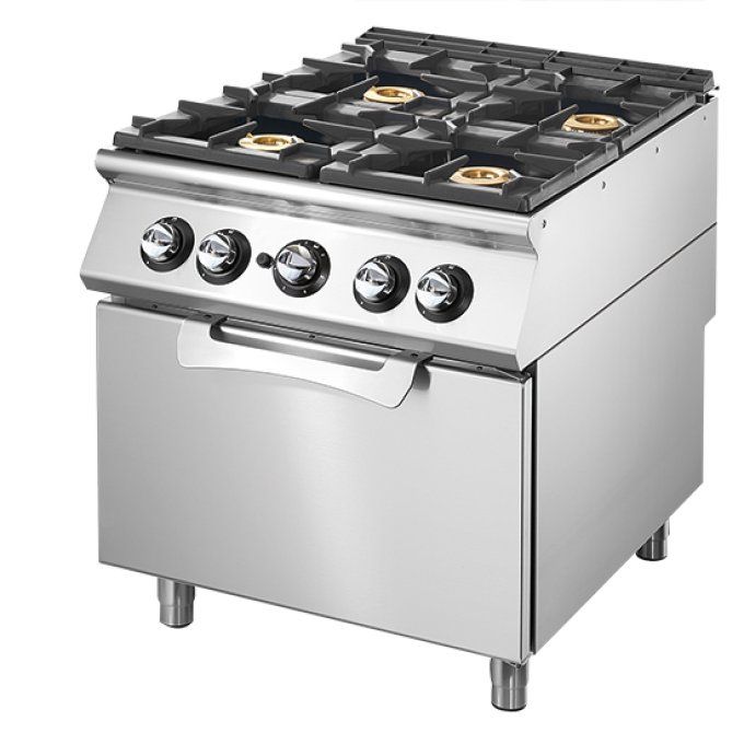 Cuisinière gaz sur four gaz statique GN 2/1, 4 brûleurs VIRTUS VS9080CFG