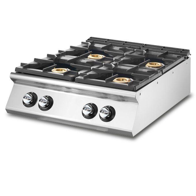 Cuisinière à gaz à 4 brûleurs, plateau de travail emboutie VIRTUS VS9080PCGST