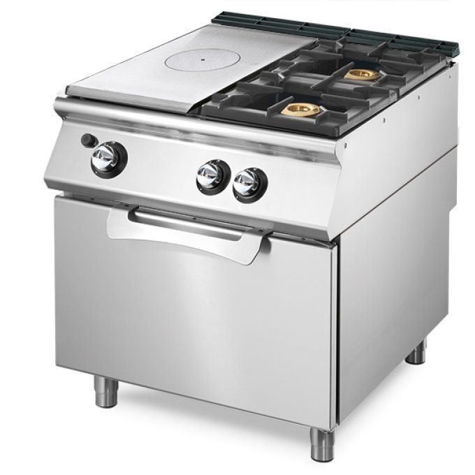 Plaque coup de feu gaz sur four gas statique GN 2/1 + 2 brûleurs